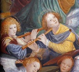 El concierto de los ángeles, 1534-36 (detalle)